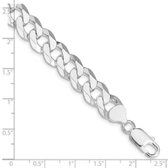Sterling Silver Rhodium-plated 10.6mm Beveled Curb Chain QFB250R-8