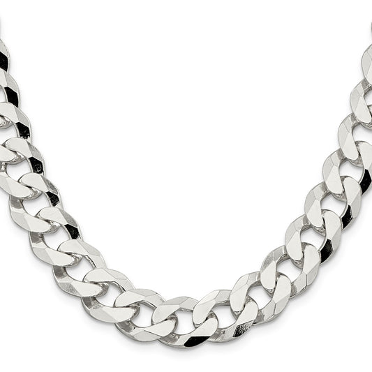 Sterling Silver 14mm Beveled Curb ChainQFB350