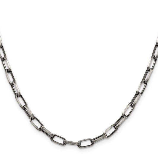 Sterling Silver Antiqued 4.8mm Elongated Open Link ChainQFC139