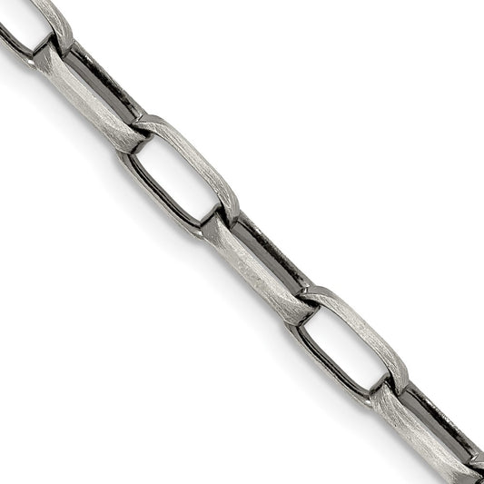Sterling Silver Antiqued 4.8mm Elongated Open Link ChainQFC139