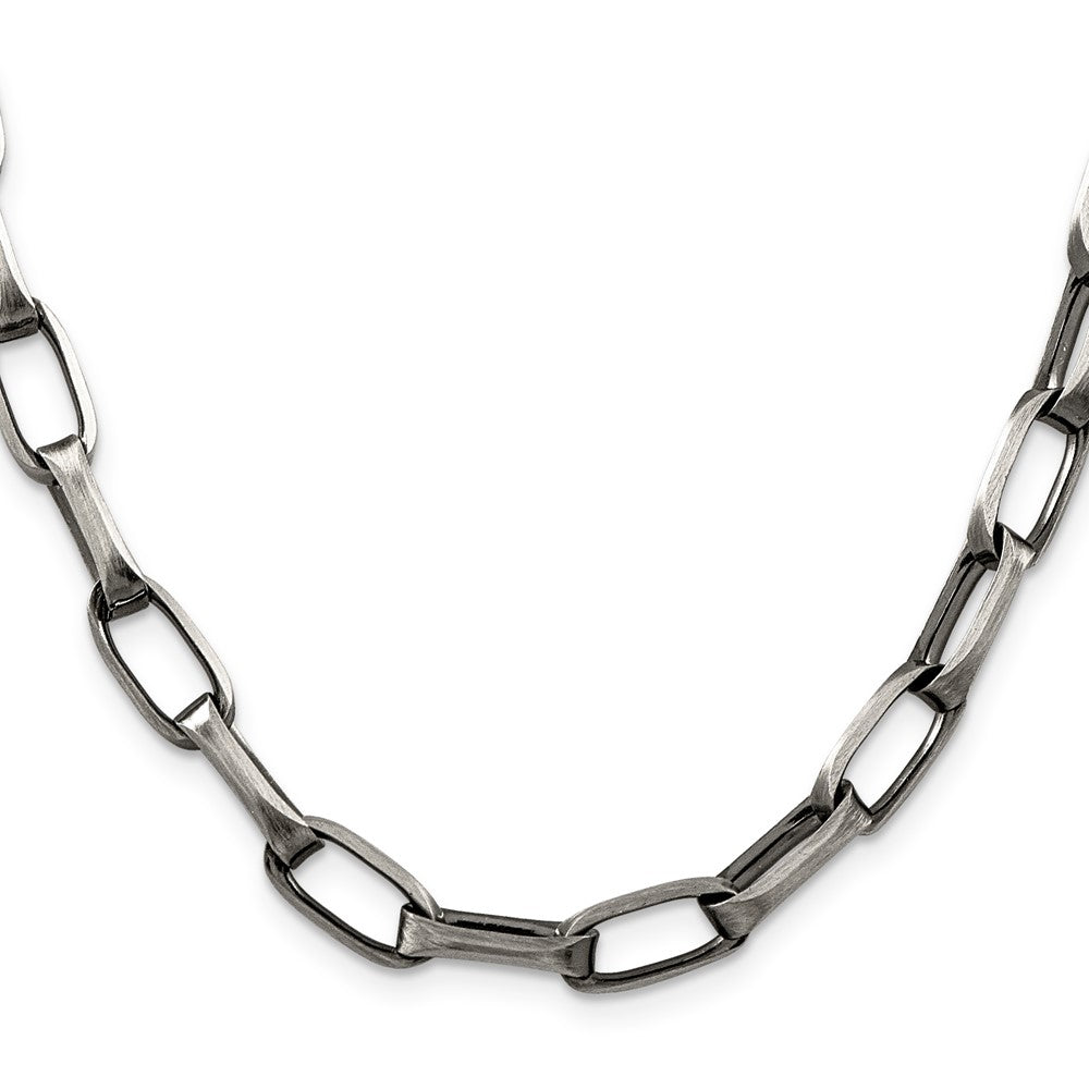 Sterling Silver Antiqued 8mm Elongated Open Link ChainQFC140