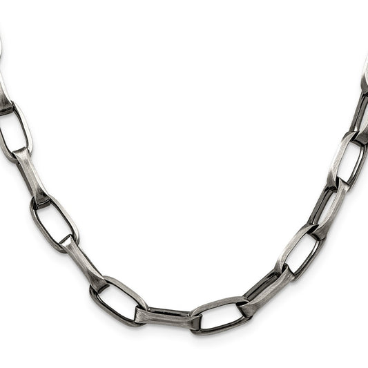Sterling Silver Antiqued 8mm Elongated Open Link ChainQFC140