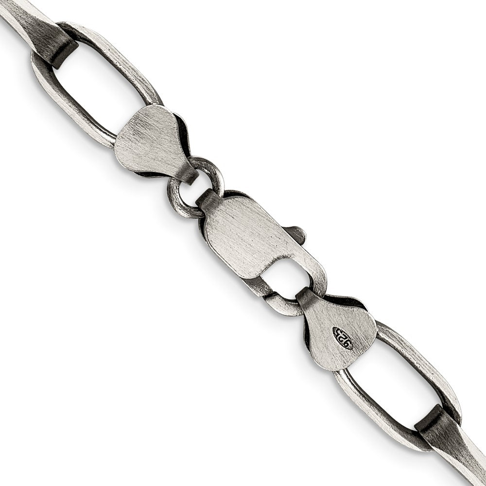 Sterling Silver Antiqued 8mm Elongated Open Link ChainQFC140