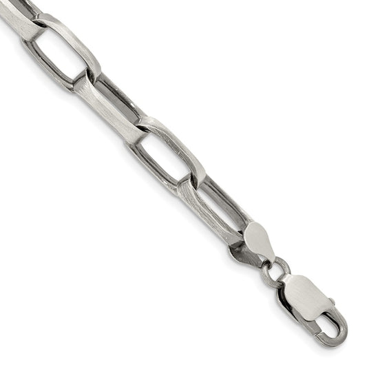 Sterling Silver Antiqued 8mm Elongated Open Link Chain QFC140-8