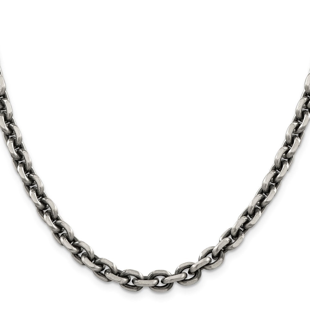 Sterling Silver Antiqued 7.0mm D/C Elongated Open Link ChainQFC144