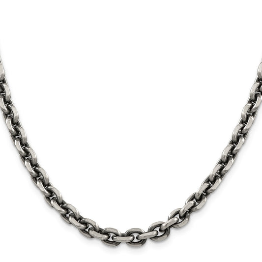 Sterling Silver Antiqued 7.0mm D/C Elongated Open Link ChainQFC144