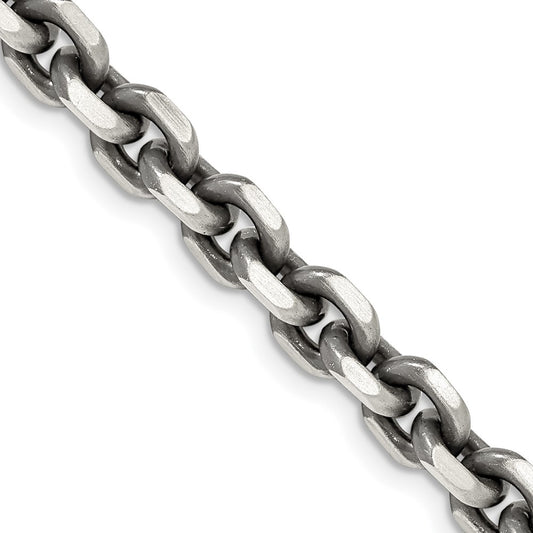 Sterling Silver Antiqued 7.0mm D/C Elongated Open Link ChainQFC144