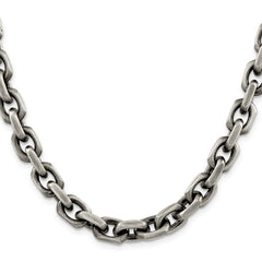 Sterling Silver Antiqued 8.6mm D/C Elongated Open Link ChainQFC145