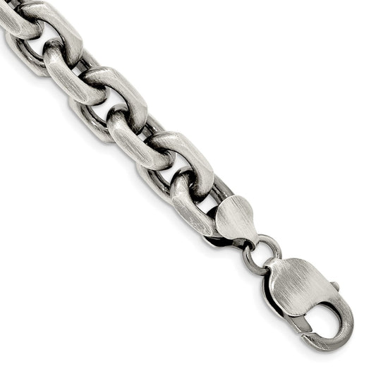 Sterling Silver Antiqued 8.6mm D/C Elongated Open Link Chain QFC145-8