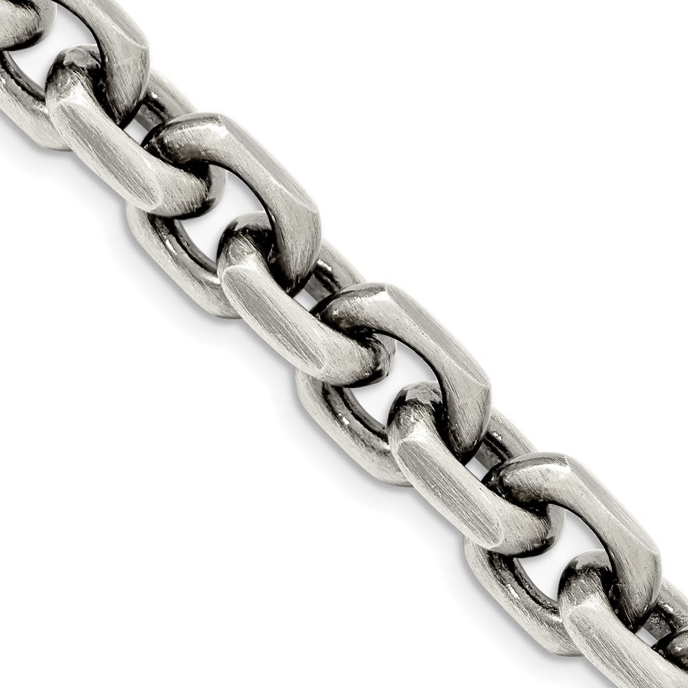 Sterling Silver Antiqued 8.6mm D/C Elongated Open Link ChainQFC145