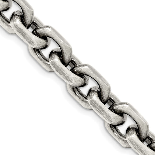 Sterling Silver Antiqued 8.6mm D/C Elongated Open Link ChainQFC145