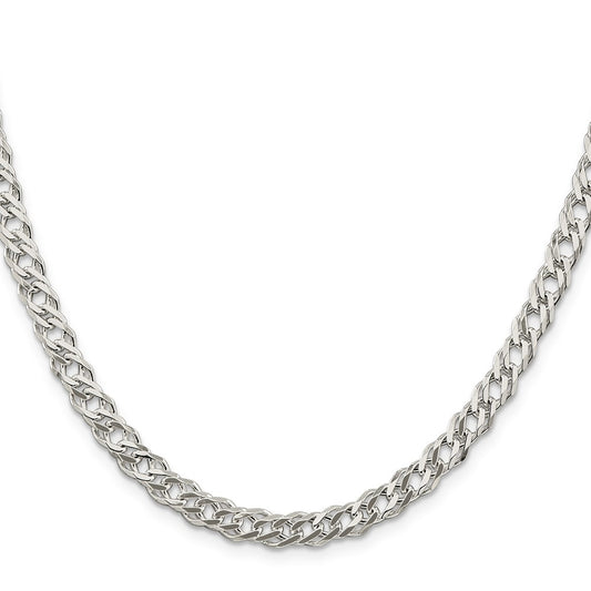 Sterling Silver 5.65mm 6 Side D/C Flat Double Curb ChainQFC153