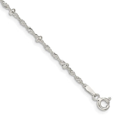 Sterling Silver 2.5mm Singapore w/ Beads Chain QFC165-8
