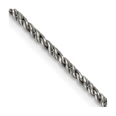 Sterling Silver Ruthenium-plated 1.7mm Twisted Tight Wheat ChainQFC200
