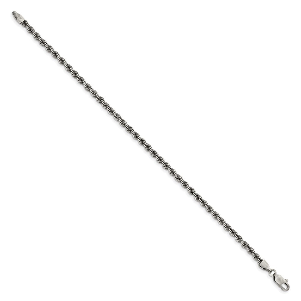 Sterling Silver Ruthenium-plated 3.4mm Rope Chain QFC201-8