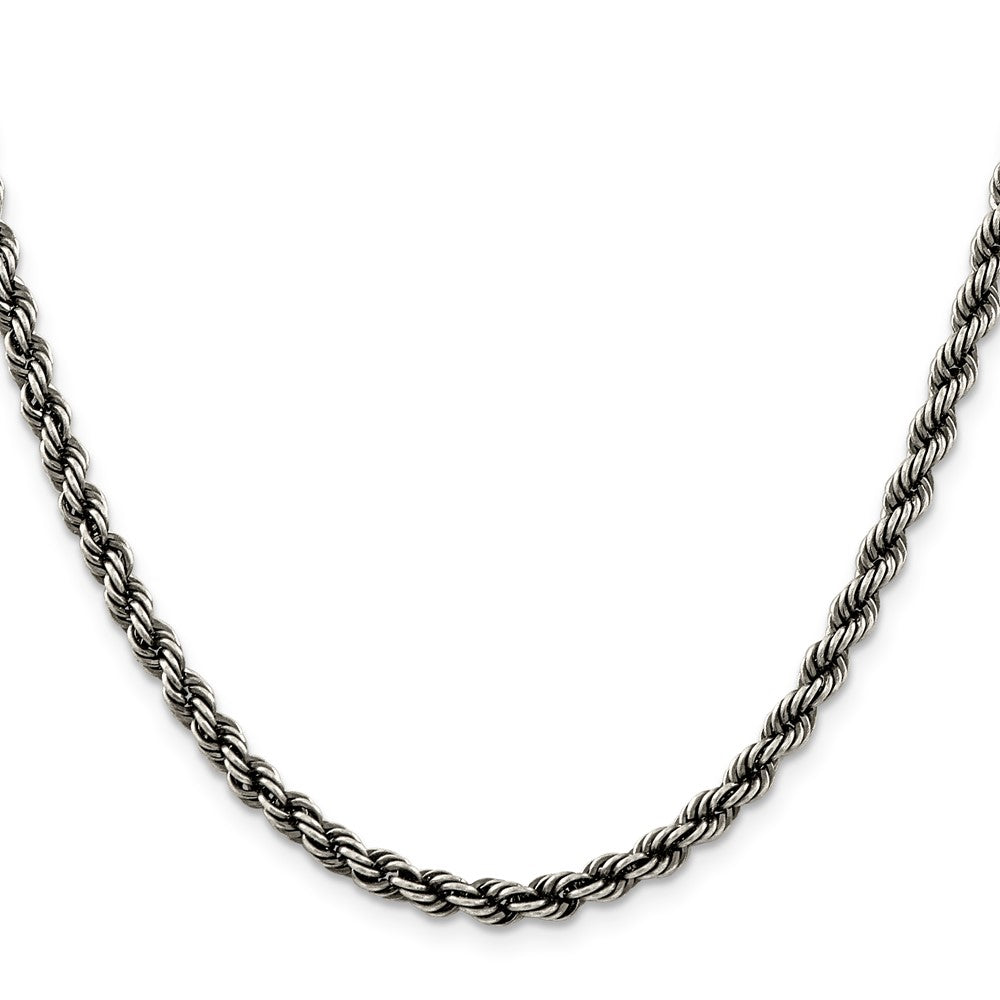 Sterling Silver Ruthenium-plated 4.5mm Rope ChainQFC202