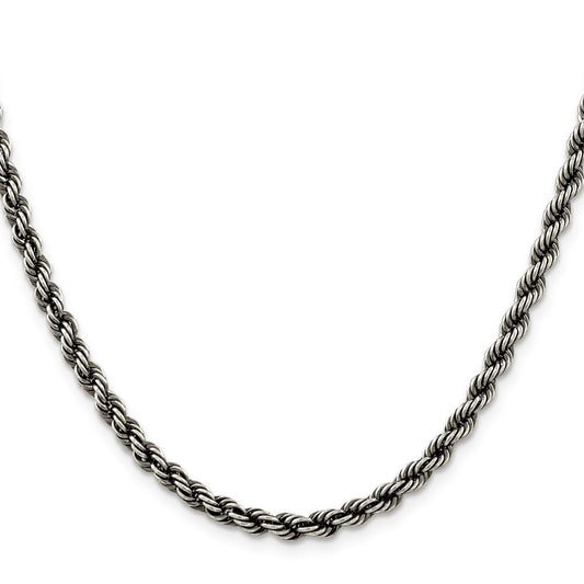 Sterling Silver Ruthenium-plated 4.5mm Rope ChainQFC202