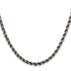Sterling Silver Ruthenium-plated 4.5mm Rope ChainQFC202