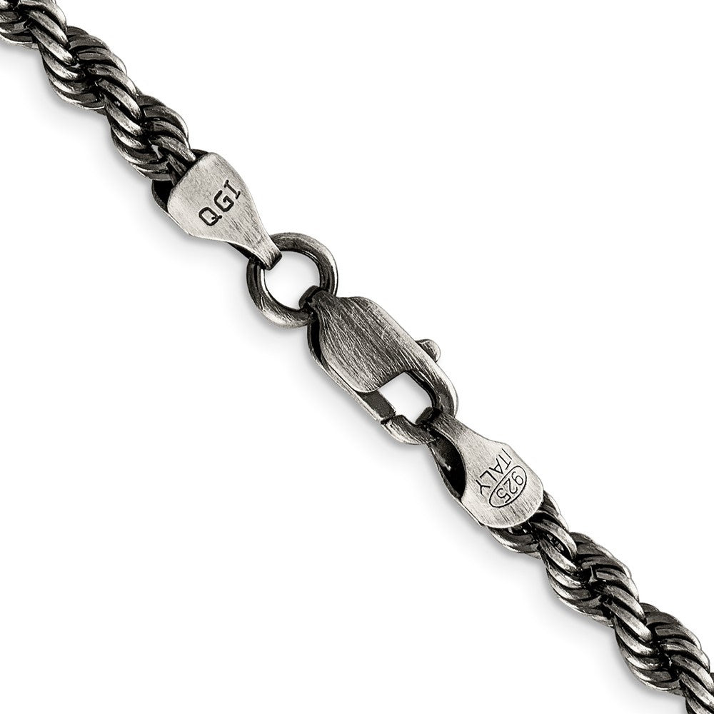 Sterling Silver Ruthenium-plated 4.5mm Rope ChainQFC202