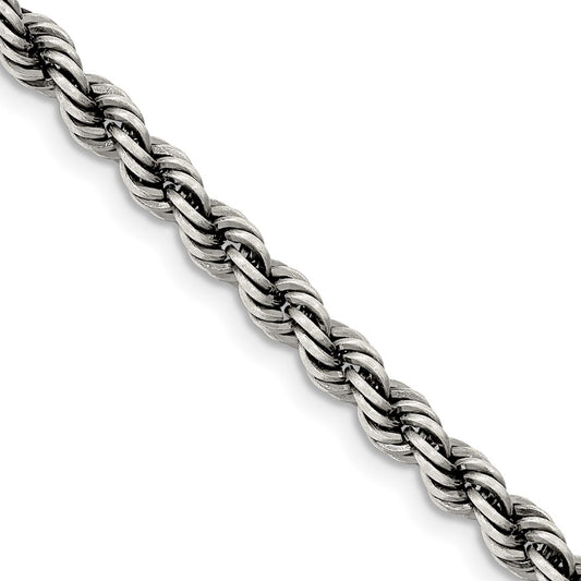 Sterling Silver Ruthenium-plated 4.5mm Rope ChainQFC202