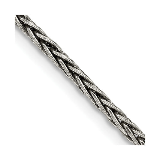 Sterling Silver Antiqued 2.2mm Solid Square Spiga ChainQFC206