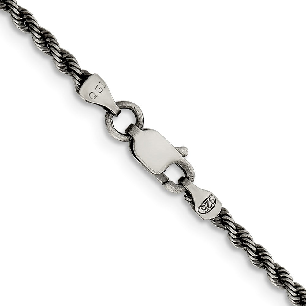 Sterling Silver Ruthenium-plated 2.3mm Rope ChainQFC209