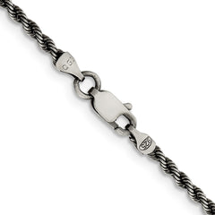 Sterling Silver Ruthenium-plated 2.3mm Rope ChainQFC209