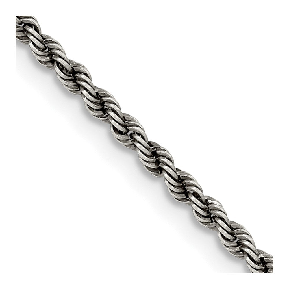 Sterling Silver Ruthenium-plated 2.3mm Rope ChainQFC209