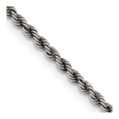 Sterling Silver Ruthenium-plated 2.3mm Rope ChainQFC209