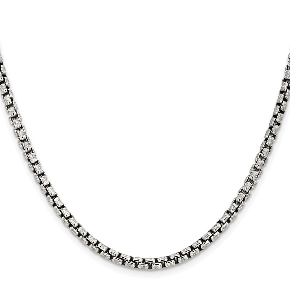 Sterling Silver Antiqued 3.6mm Round Box ChainQFC216