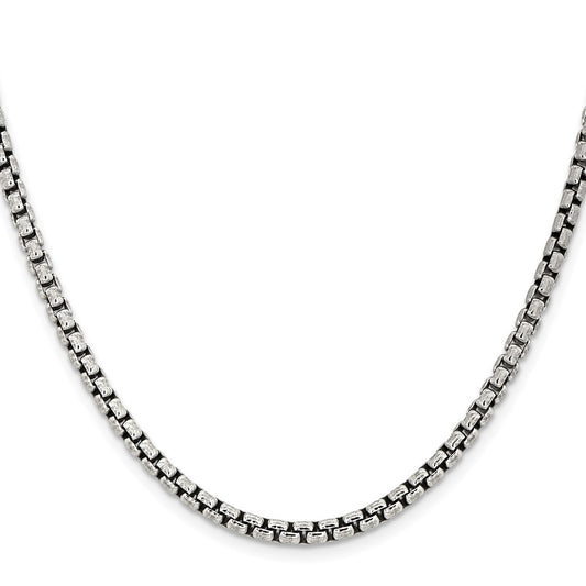Sterling Silver Antiqued 3.6mm Round Box ChainQFC216