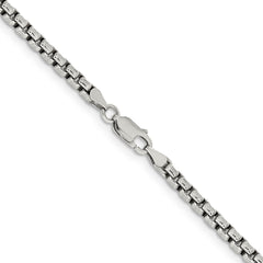 Sterling Silver Antiqued 3.6mm Round Box ChainQFC216