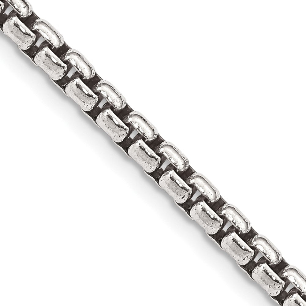 Sterling Silver Antiqued 3.6mm Round Box ChainQFC216