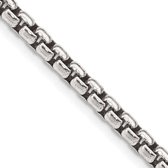 Sterling Silver Antiqued 3.6mm Round Box ChainQFC216