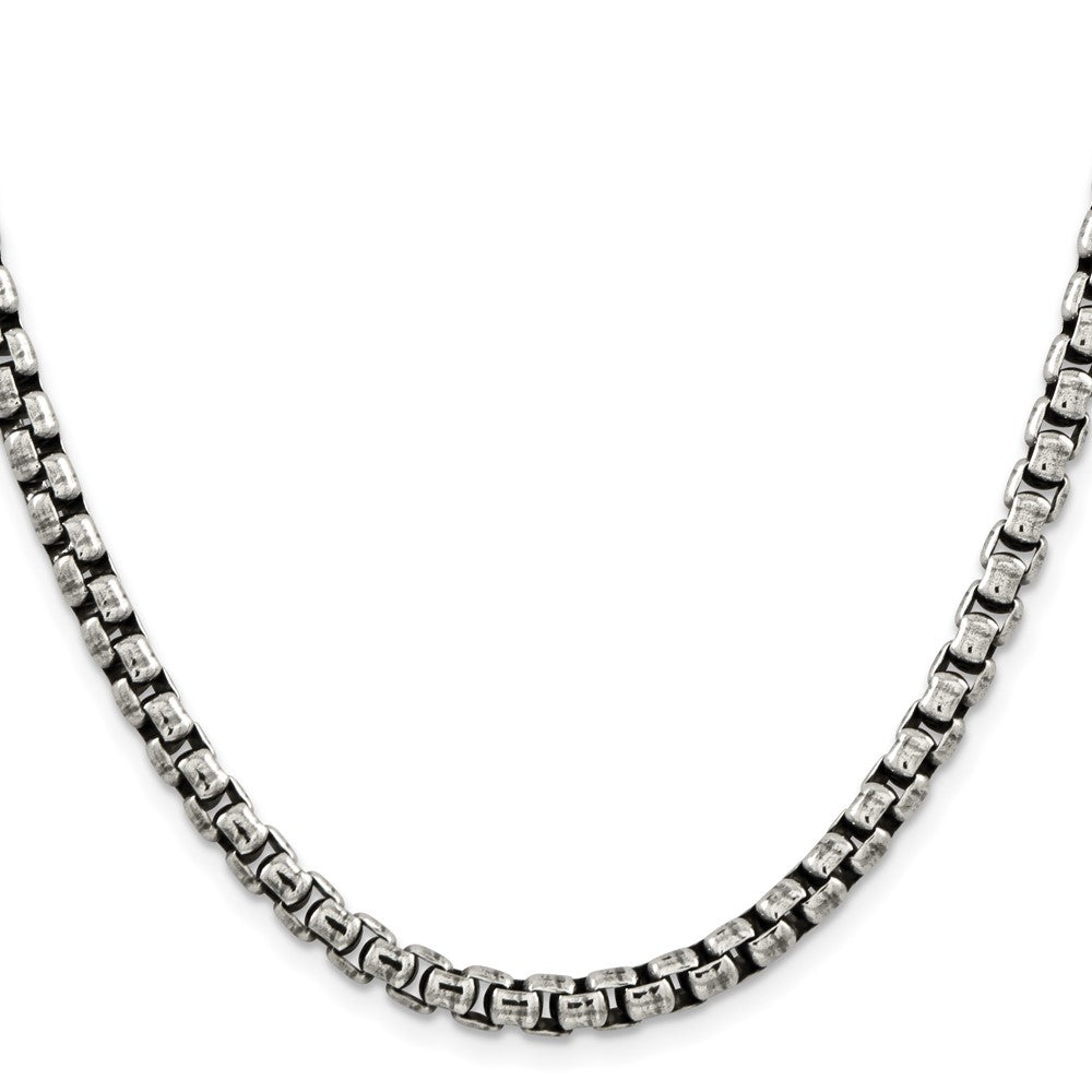 Sterling Silver Antiqued 5.2mm Round Box ChainQFC217