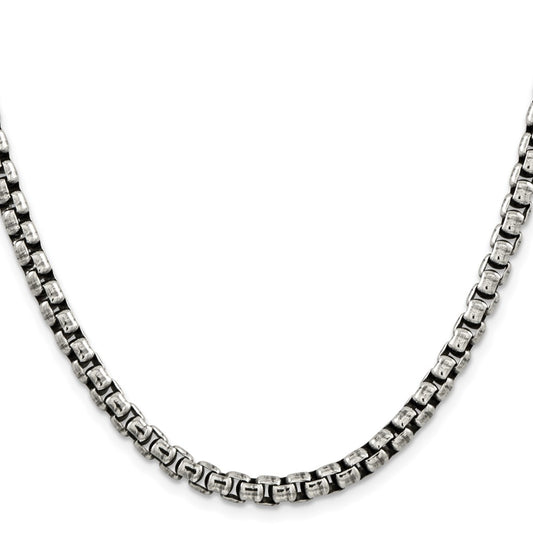 Sterling Silver Antiqued 5.2mm Round Box ChainQFC217
