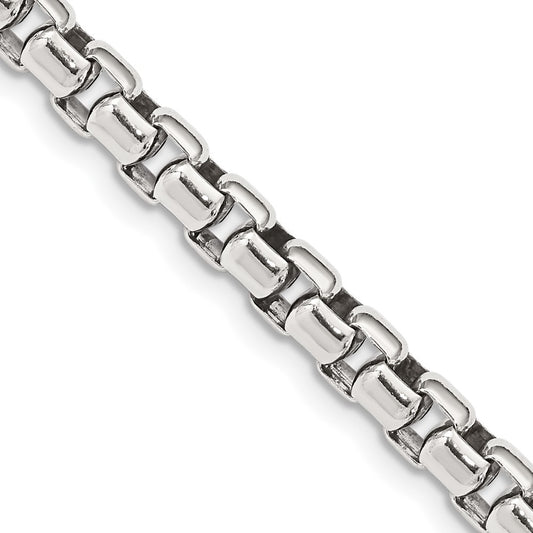 Sterling Silver Antiqued 5.2mm Round Box ChainQFC217