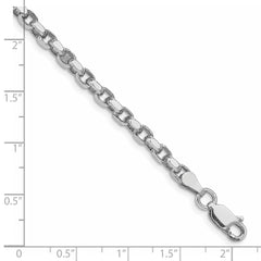 Sterling Silver Rhodium-plated 3.5mm Diamond-cut Rolo Chain QFC51R-8