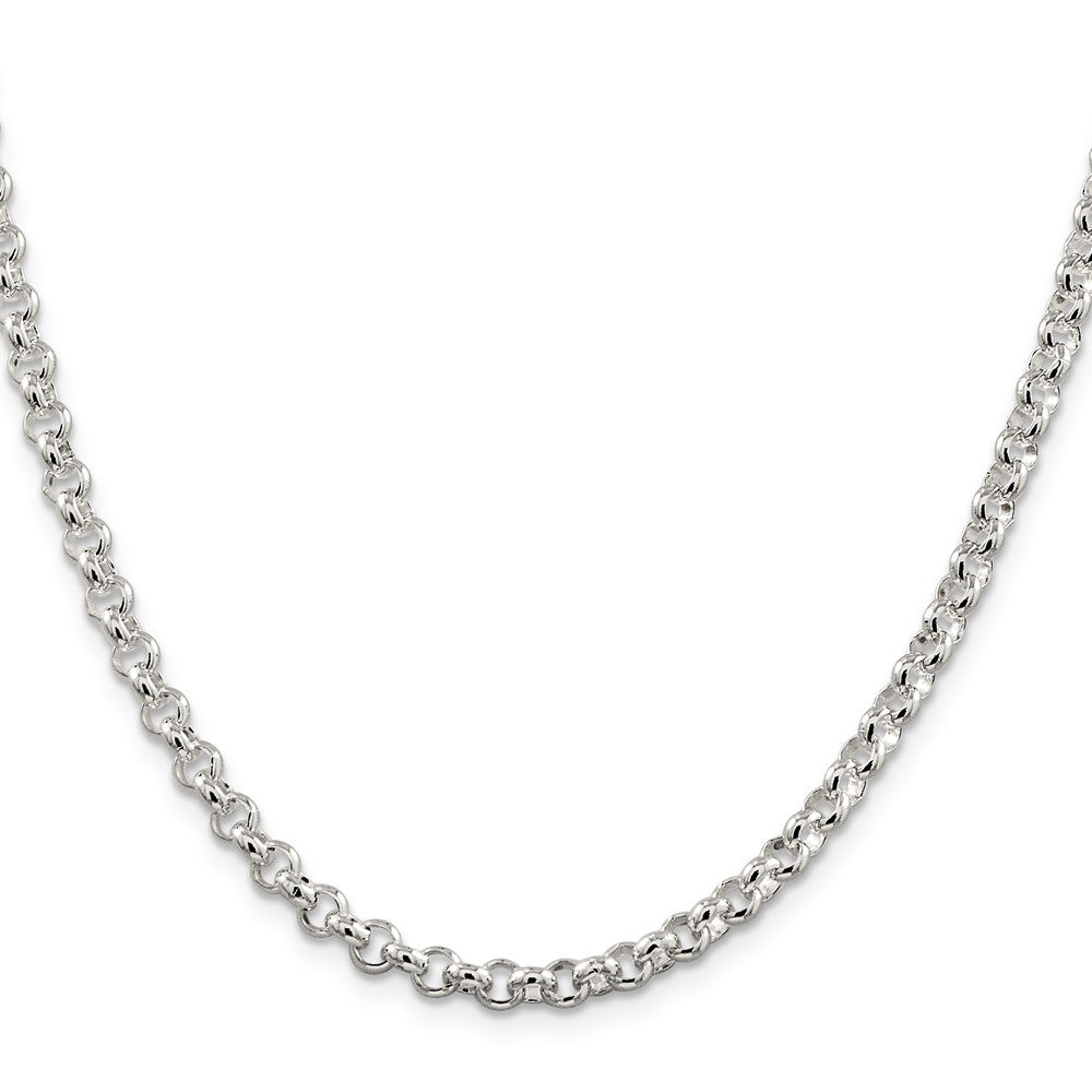 Amore La Vita Sterling Silver Rhodium-plated Polished 4.75mm 8 inch Half Round Belcher with Lobster Clasp Charm Bracelet QFC76