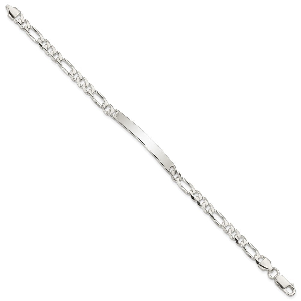 Sterling Silver Figaro Link ID Bracelet QFD150-8