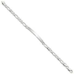 Sterling Silver Figaro Link ID Bracelet QFD150-8