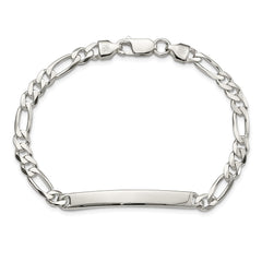 Sterling Silver Figaro Link ID Bracelet QFD150-8