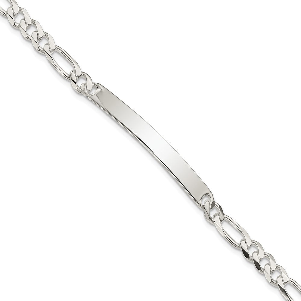 Sterling Silver Figaro Link ID Bracelet QFD150-8