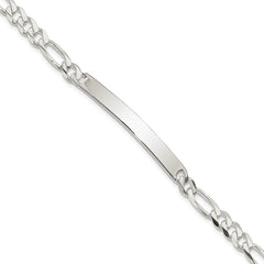 Sterling Silver Figaro Link ID Bracelet QFD150-8