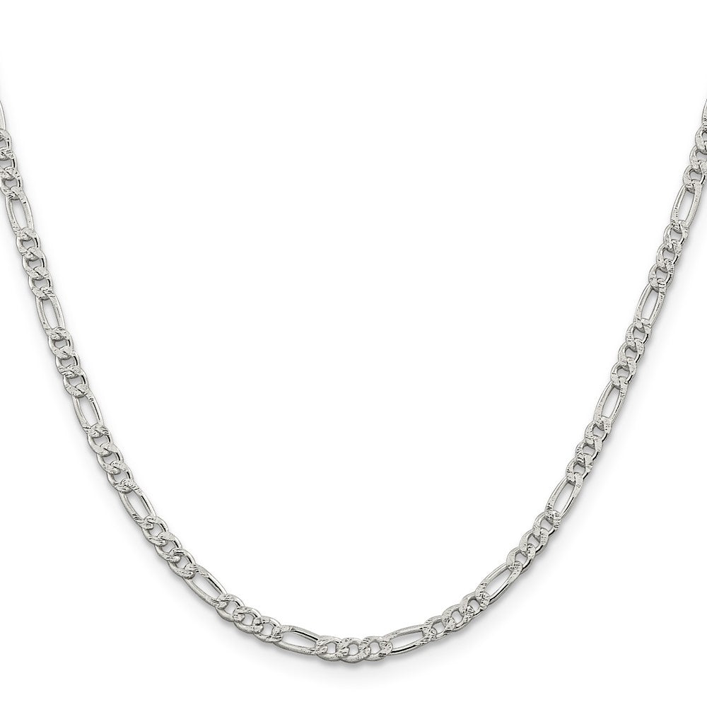 Sterling Silver 3mm Pav������������������ Flat Figaro ChainQFF080
