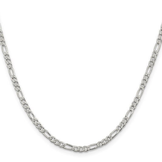 Sterling Silver 3mm Pav������������������ Flat Figaro ChainQFF080