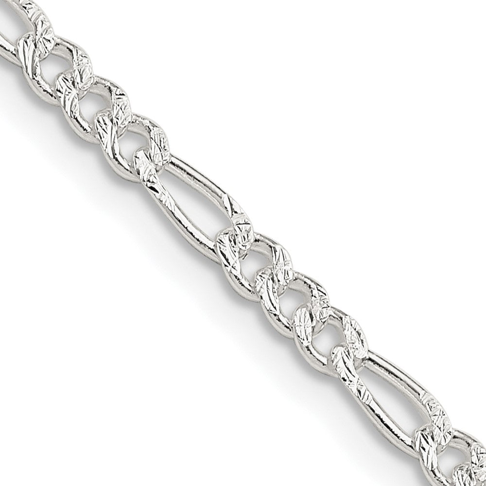 Sterling Silver 3mm Pav������������������ Flat Figaro ChainQFF080