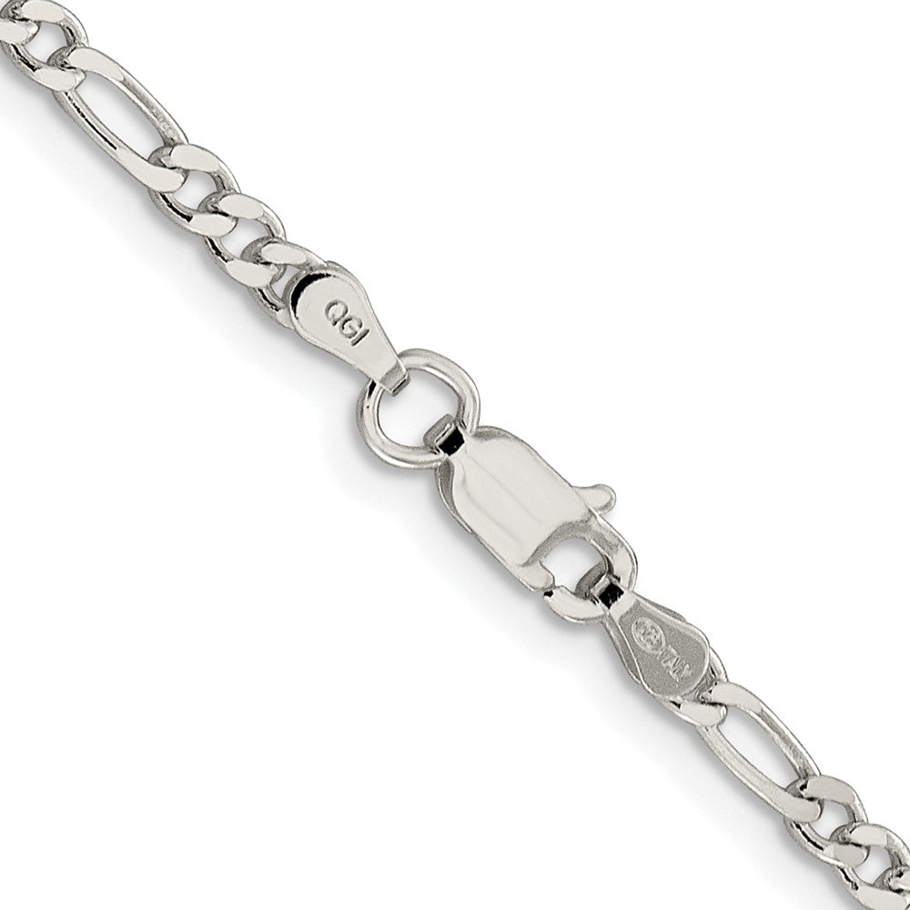 Sterling Silver Rhodium-plated 3mm Pav������������������ Flat Figaro ChainQFF080R
