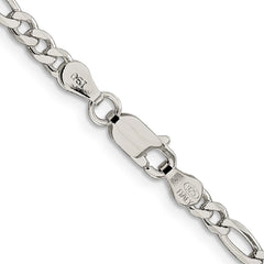 Sterling Silver 4mm Pav������������������ Flat Figaro ChainQFF100