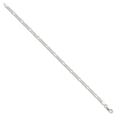 Sterling Silver 4mm Pav������������������������������������������������������������������������������������������������������������������������������������������������������������������ Flat Figaro Chain QFF100-8